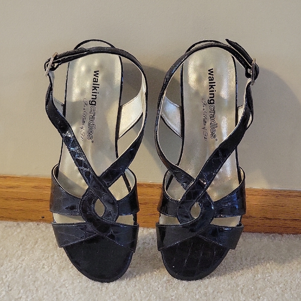 Walking Cradles Black Crisscross Sandals